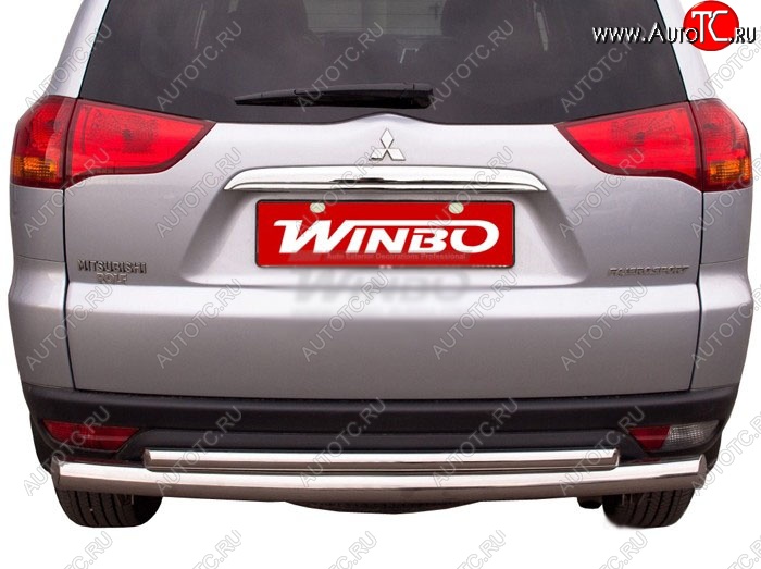 13 199 р. Защита заднего бампера WINBO (Ø76 и 42 мм, нержавейка)  Mitsubishi Pajero Sport  PB (2008-2013) дорестайлинг  с доставкой в г. Тамбов