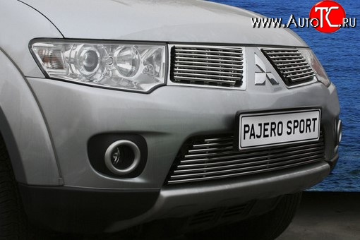 5 399 р. Декоративная вставка решетки радиатора Berkut Mitsubishi Pajero Sport PB дорестайлинг (2008-2013)  с доставкой в г. Тамбов