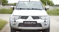 1 899 р. Защитная сетка решетки переднего бампера РА  Mitsubishi Pajero Sport  PB (2008-2013) дорестайлинг  с доставкой в г. Тамбов. Увеличить фотографию 2