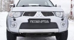 969 р. Зимняя заглушка решетки переднего бампера РА Mitsubishi Pajero Sport PB дорестайлинг (2008-2013)  с доставкой в г. Тамбов. Увеличить фотографию 2