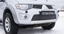 969 р. Зимняя заглушка решетки переднего бампера РА Mitsubishi Pajero Sport PB дорестайлинг (2008-2013)  с доставкой в г. Тамбов. Увеличить фотографию 3