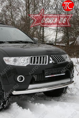 10 349 р. Защита переднего бампера одинарная Souz-96 (d60) Mitsubishi Pajero Sport PB дорестайлинг (2008-2013)  с доставкой в г. Тамбов