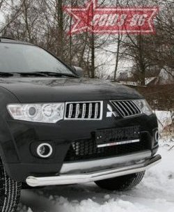 11 564 р. Защита переднего бампера одинарная Souz-96 (d76) Mitsubishi Pajero Sport PB дорестайлинг (2008-2013)  с доставкой в г. Тамбов. Увеличить фотографию 1