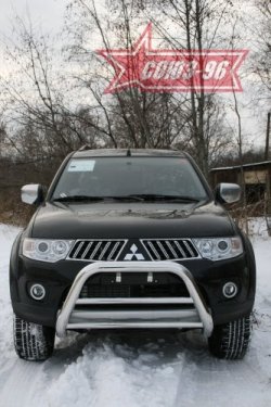 16 964 р. Защита переднего бампера Souz-96 (d76)  Mitsubishi Pajero Sport  PB (2008-2013) дорестайлинг  с доставкой в г. Тамбов. Увеличить фотографию 1