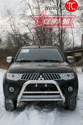 16 964 р. Защита переднего бампера Souz-96 (d76)  Mitsubishi Pajero Sport  PB (2008-2013) дорестайлинг  с доставкой в г. Тамбов