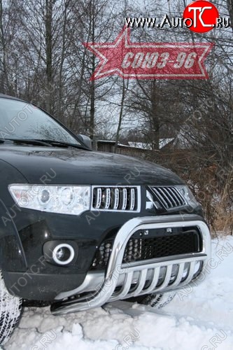 18 314 р. Защита переднего бампера Souz-96 (d76)  Mitsubishi Pajero Sport  PB (2008-2013) дорестайлинг  с доставкой в г. Тамбов