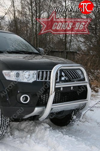 16 739 р. Защита переднего бампера Souz-96 (d76) Mitsubishi Pajero Sport PB дорестайлинг (2008-2013)  с доставкой в г. Тамбов