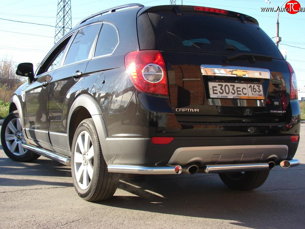 8 599 р. Защита заднего бампера из труб d63.5 Metall-design Chevrolet Captiva  дорестайлинг (2006-2011) (Комплект)  с доставкой в г. Тамбов