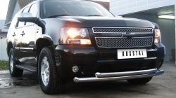 21 999 р. Защита переднего бампера (2 трубыØ76 мм, нержавейка) SLITKOFF Chevrolet Tahoe GMT900 5 дв. (2006-2013)  с доставкой в г. Тамбов. Увеличить фотографию 6