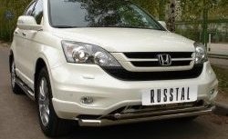 Защита переднего бампера (2 трубыØ63 и 42 мм, нержавейка) Russtal Honda CR-V RE1,RE2,RE3,RE4,RE5,RE7 рестайлинг (2009-2012)