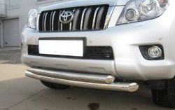 Защита переднего бампера (2 трубыØ76 и 63 мм, нержавейка) SLITKOFF Toyota (Тойота) Land Cruiser Prado (Лэнд)  J150 (2009-2013) J150 дорестайлинг