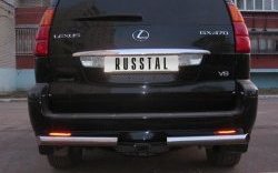 Защита заднего бампера (Ø70 мм, нержавейка) Russtal Lexus GX470 J120 дорестайлинг (2002-2007)