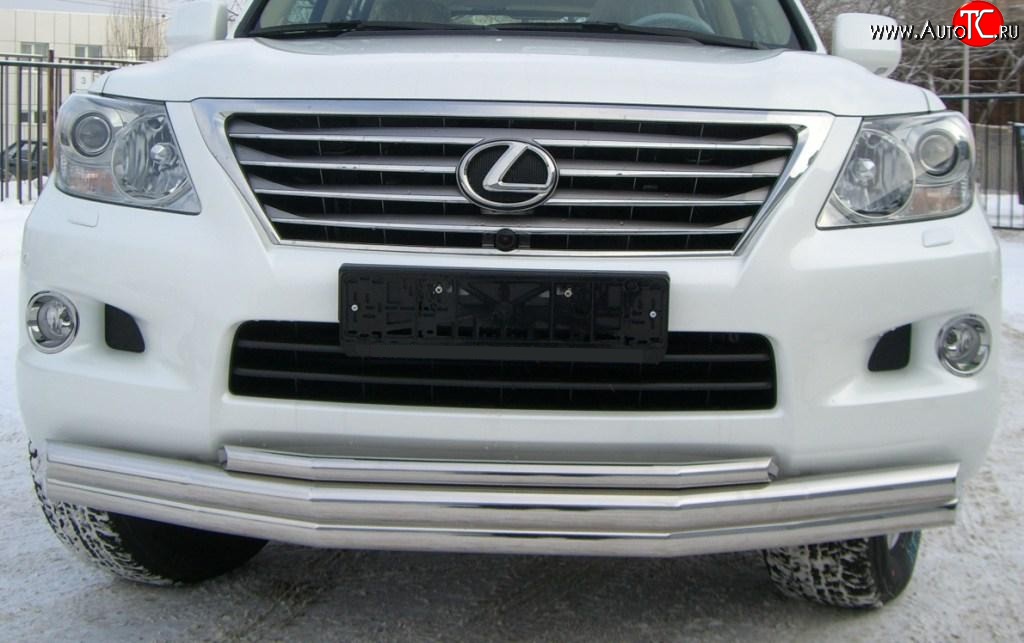 23 599 р. Тройная защита переднего бампера SLITKOFF 70 мм  Lexus LX570  J200 (2007-2012) дорестайлинг  с доставкой в г. Тамбов