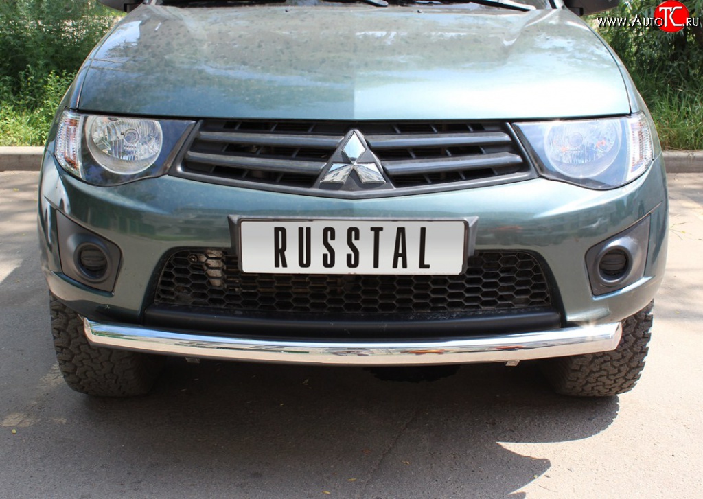 16 699 р. Одинарная защита переднего бампера Russtal диаметром 76 мм  Mitsubishi L200  4 (2006-2014)  дорестайлинг  с доставкой в г. Тамбов