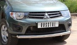 16 699 р. Одинарная защита переднего бампера Russtal диаметром 76 мм  Mitsubishi L200  4 (2006-2014)  дорестайлинг  с доставкой в г. Тамбов. Увеличить фотографию 2