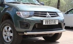 16 699 р. Одинарная защита переднего бампера Russtal диаметром 76 мм  Mitsubishi L200  4 (2006-2014)  дорестайлинг  с доставкой в г. Тамбов. Увеличить фотографию 3