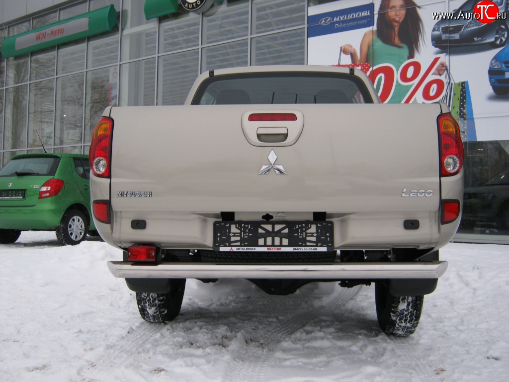 13 399 р. Защита заднего бампера (Ø76 мм, нержавейка) SLITKOFF  Mitsubishi L200 ( 4,  5 KK,KL) (2006-2022)  дорестайлинг, рестайлинг  с доставкой в г. Тамбов