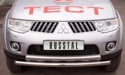 15 849 р. Одинарная защита переднего бампера Russtal диаметром 76 мм Mitsubishi Pajero Sport PB дорестайлинг (2008-2013)  с доставкой в г. Тамбов. Увеличить фотографию 2