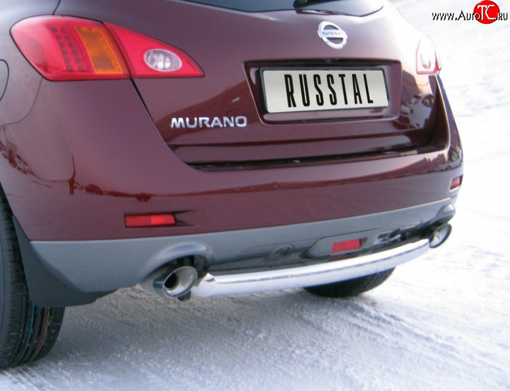 13 399 р. Защита заднего бампера (Ø63 мм, нержавейка) SLITKOFF  Nissan Murano  2 Z51 (2008-2011) дорестайлинг  с доставкой в г. Тамбов