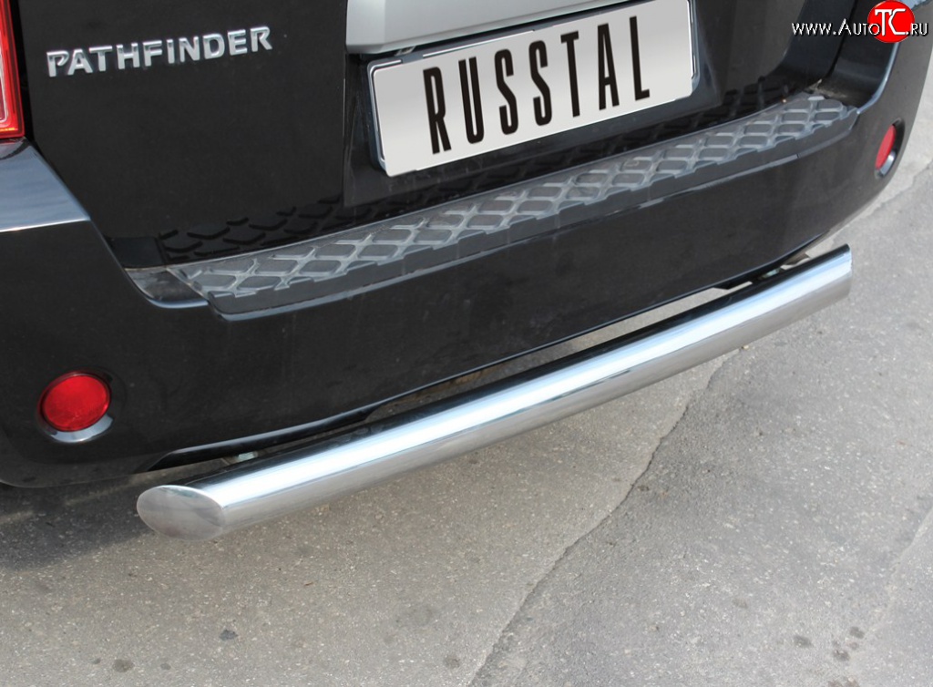 15 399 р. Защита заднего бампера (Ø76 мм, нержавейка) Russtal Nissan Pathfinder R51 дорестайлинг (2004-2007)  с доставкой в г. Тамбов