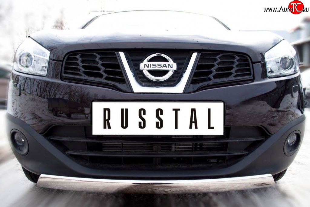 15 399 р. Защита переднего бампера (Ø75х42 мм, нержавейка) Russtal Nissan Qashqai 1 J10 рестайлинг (2010-2013)  с доставкой в г. Тамбов