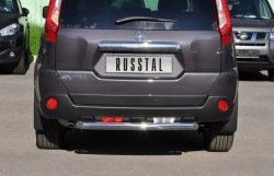 8 799 р. Защита заднего бампера (Ø63 мм, нержавейка) Russtal  Nissan X-trail  2 T31 (2010-2015) рестайлинг  с доставкой в г. Тамбов. Увеличить фотографию 1