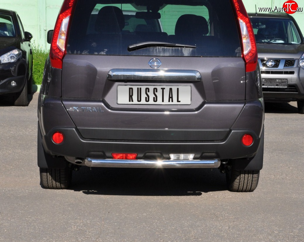 8 799 р. Защита заднего бампера (Ø63 мм, нержавейка) Russtal  Nissan X-trail  2 T31 (2010-2015) рестайлинг  с доставкой в г. Тамбов