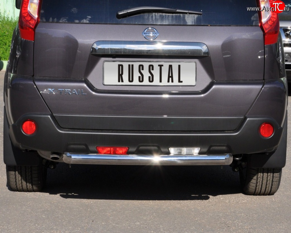 8 799 р. Защита заднего бампера (Ø76 мм, нержавейка) Russtal Nissan X-trail 2 T31 рестайлинг (2010-2015)  с доставкой в г. Тамбов