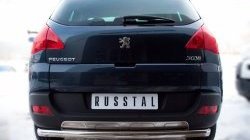 Защита заднего бампера (Ø63 мм, нержавейка) SLITKOFF Peugeot (Пежо) 3008 (2009-2013) дорестайлинг