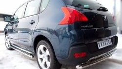 11 699 р. Защита заднего бампера (Ø63 мм, нержавейка) SLITKOFF Peugeot 3008 дорестайлинг (2009-2013)  с доставкой в г. Тамбов. Увеличить фотографию 2