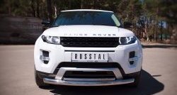 Защита переднего бампера (2 трубыØ76 и 42 мм, нержавейка) SLITKOFF Land Rover (Ленд) Range Rover Evoque (ранж)  1 L538 (2011-2015) 1 L538 дорестайлинг 3 дв., дорестайлинг 5 дв.