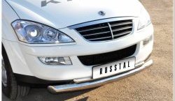 10 949 р. Защита переднего бампера (2 трубыØ63 и 42 мм, нержавейка) Russtal SSANGYONG Kyron дорестайлинг (2005-2007)  с доставкой в г. Тамбов. Увеличить фотографию 2