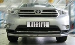 Одинарная защита переднего бампера Russtal 76 мм Toyota Highlander XU40 рестайлинг (2010-2013)