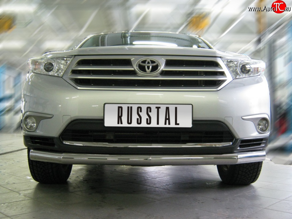 15 649 р. Одинарная защита переднего бампера Russtal 76 мм Toyota Highlander XU40 рестайлинг (2010-2013)  с доставкой в г. Тамбов