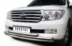 31 649 р. Тройная защита переднего бампера SLITKOFF из труб диаметром по 63 мм  Toyota Land Cruiser  200 (2007-2012) дорестайлинг  с доставкой в г. Тамбов. Увеличить фотографию 2