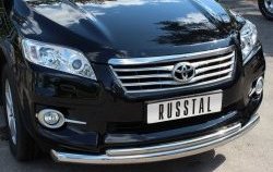 20 999 р. Защита переднего бампера (2 трубыØ76 и 42 мм, нержавейка) Russtal Toyota RAV4 XA30 5 дв. удлиненный 2-ой рестайлинг (2010-2013)  с доставкой в г. Тамбов. Увеличить фотографию 1