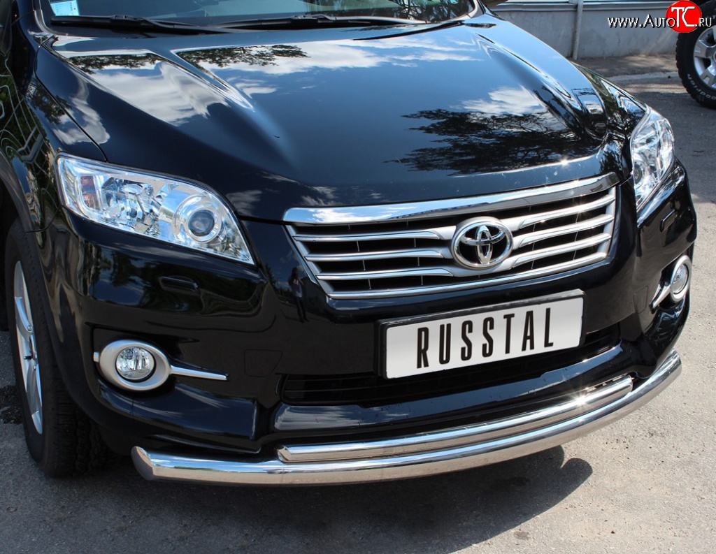 20 999 р. Защита переднего бампера (2 трубыØ76 и 42 мм, нержавейка) Russtal  Toyota RAV4  XA30 (2010-2013) 5 дв. удлиненный 2-ой рестайлинг  с доставкой в г. Тамбов