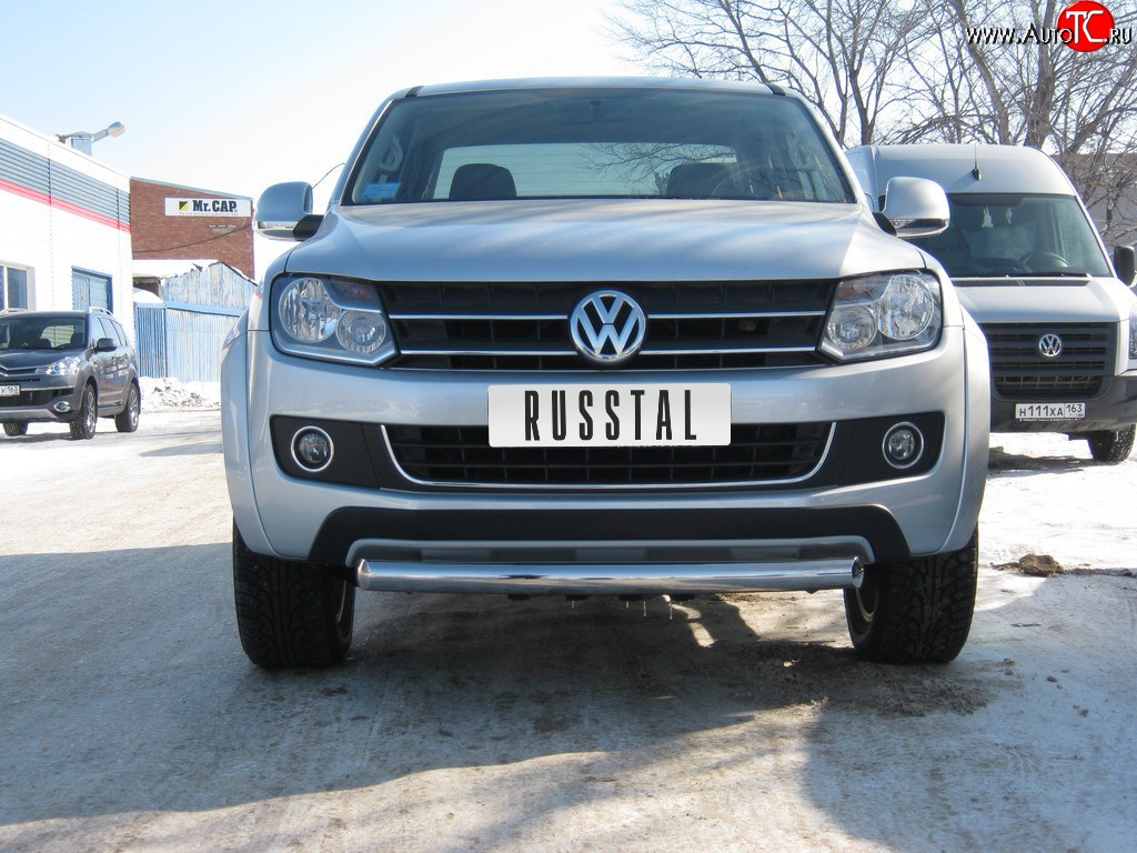 11 099 р. Одинарная защита переднего бампера Russtal диаметром 76 мм Volkswagen Amarok дорестайлинг (2009-2016)  с доставкой в г. Тамбов