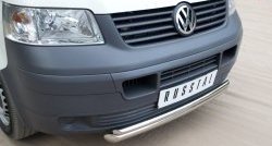 14 999 р. Защита переднего бампера (2 трубыØ63 и 42 мм, нержавейка) SLITKOFF Volkswagen Transporter T5 дорестайлинг (2003-2009)  с доставкой в г. Тамбов. Увеличить фотографию 2