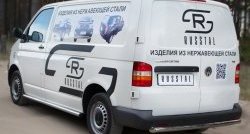 9 899 р. Правая защита порога Russtal из круглой трубы диаметром 63 мм с заглушкой Volkswagen Transporter T5 дорестайлинг (2003-2009)  с доставкой в г. Тамбов. Увеличить фотографию 2