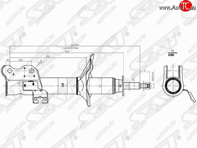 3 589 р. Левый амортизатор передний SAT  Nissan 100NX (1990-1996)  с доставкой в г. Тамбов