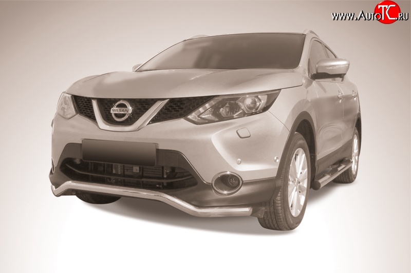 13 749 р. Фигурная защита переднего бампера диаметром 57 мм Slitkoff  Nissan Qashqai  2 (2013-2019) J11 дорестайлинг (Нержавейка, Полированная)  с доставкой в г. Тамбов