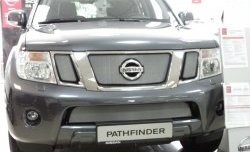 Нижняя сетка на бампер Russtal (хром) Nissan Pathfinder R51 рестайлинг (2009-2014)