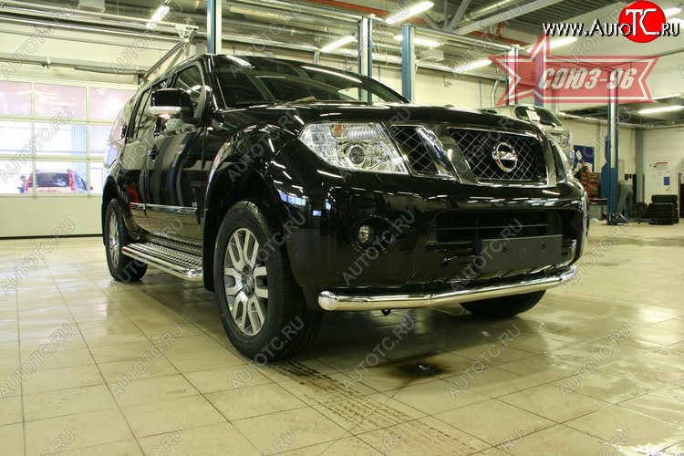 17 639 р. Защита переднего бампера одинарная Souz-96 (d76) Nissan Pathfinder R51 рестайлинг (2009-2014)  с доставкой в г. Тамбов