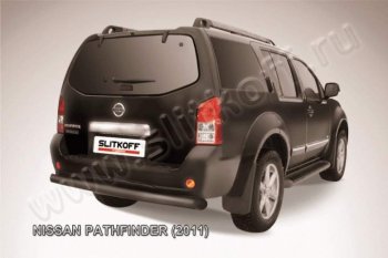 8 199 р. Защита задняя Slitkoff Nissan Pathfinder R51 рестайлинг (2009-2014) (Цвет: серебристый)  с доставкой в г. Тамбов. Увеличить фотографию 1