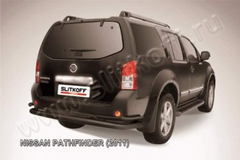 9 799 р. Защита задняя Slitkoff Nissan Pathfinder R51 рестайлинг (2009-2014) (Цвет: серебристый)  с доставкой в г. Тамбов. Увеличить фотографию 1