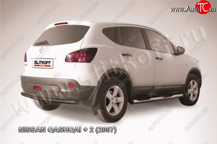 6 599 р. Защита задняя Slitkoff  Nissan Qashqai +2  1 (2010-2014) J10 рестайлинг (Цвет: серебристый)  с доставкой в г. Тамбов