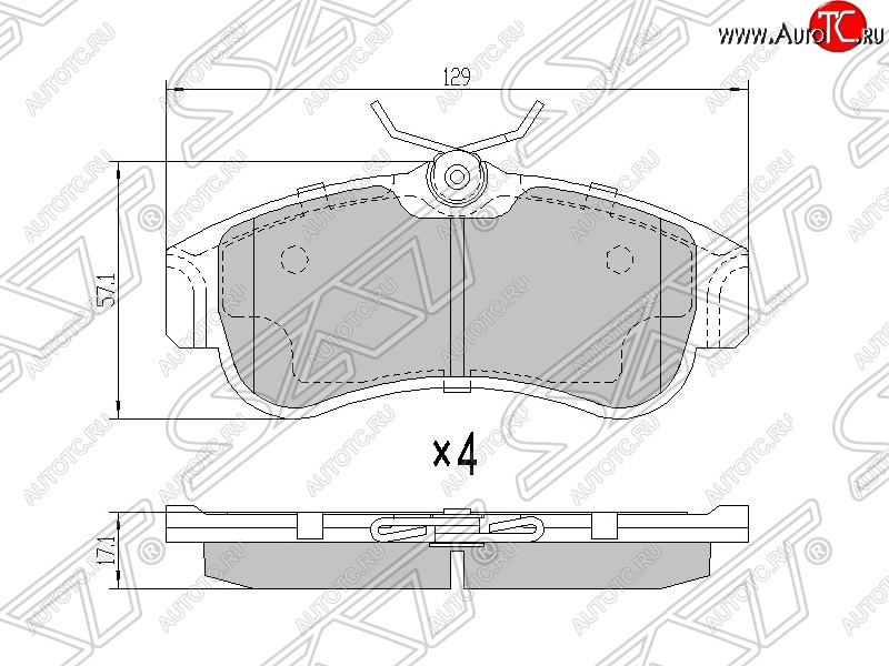 1 169 р. Колодки тормозные SAT (передние) Nissan Bluebird Sylphy седан G10 дорестайлинг (2000-2003)  с доставкой в г. Тамбов