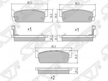 749 р. Колодки тормозные SAT (задние)  Nissan Cedric - Skyline ( R32,  R33)  с доставкой в г. Тамбов. Увеличить фотографию 1