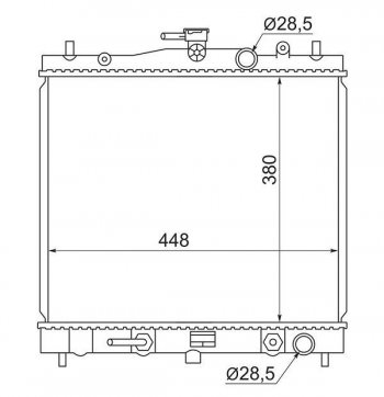Радиатор двигателя (пластинчатый, МКПП/АКПП) SAT Nissan Cube (2), Micra (K12), Note (1), Tiida (1 хэтчбэк,  1 седан,  1 хэтчбек,  2 хэтчбек), Renault Clio (KR,  CR,  BR)